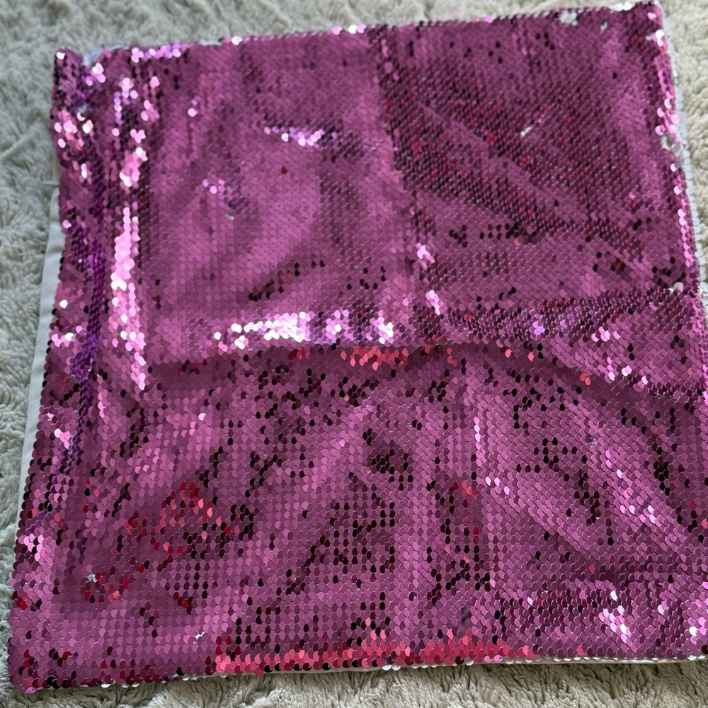 Pink Sequin Throw Pillow Cover